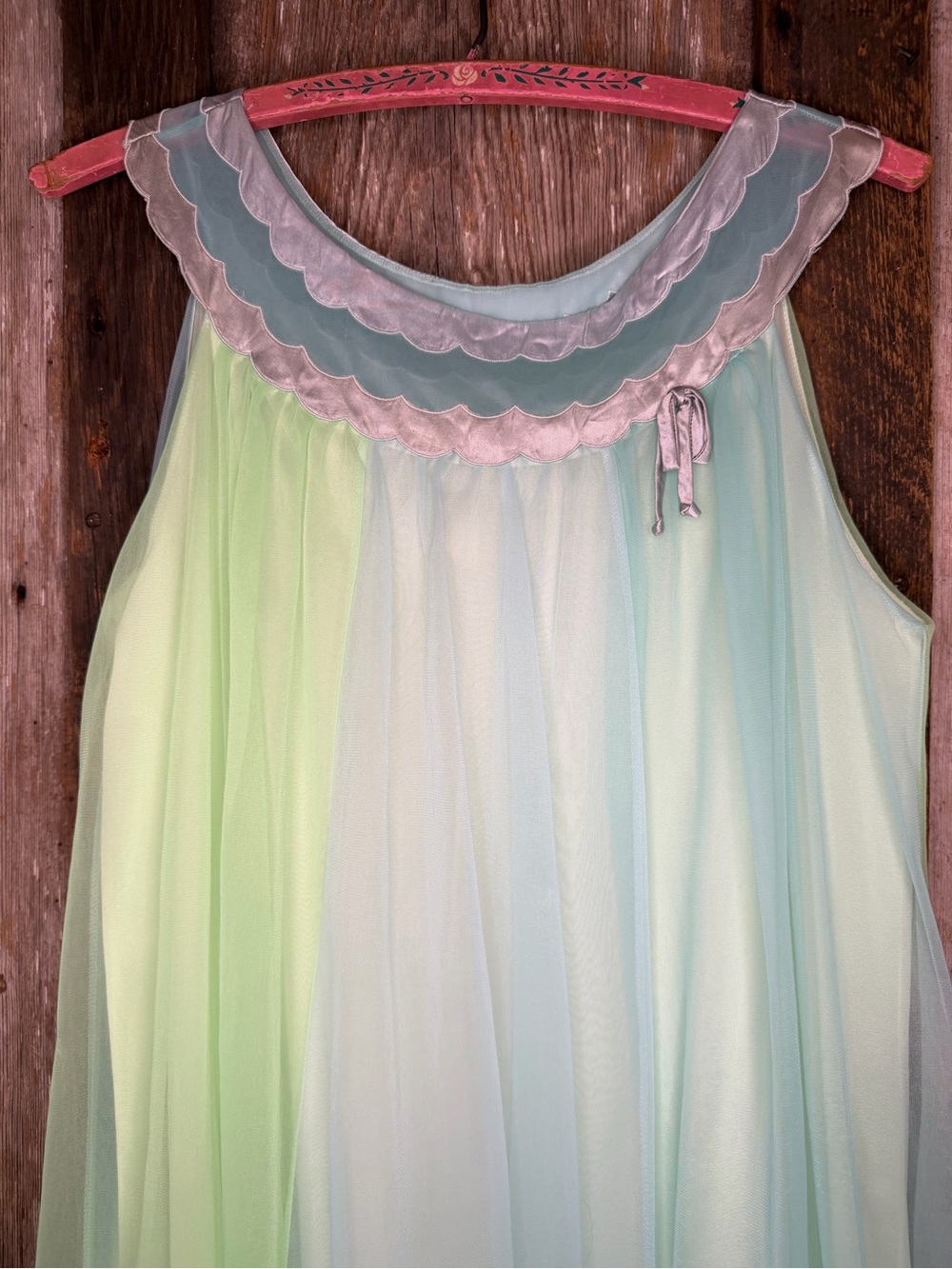 VTG 50/60s Saks Fifth Avenue Peignoir Pajama Set Pastel  Nylon Chiffon: Small - Picture 8 of 14